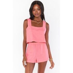Show Me Your Mumu Pink Tara Linen Crop Top